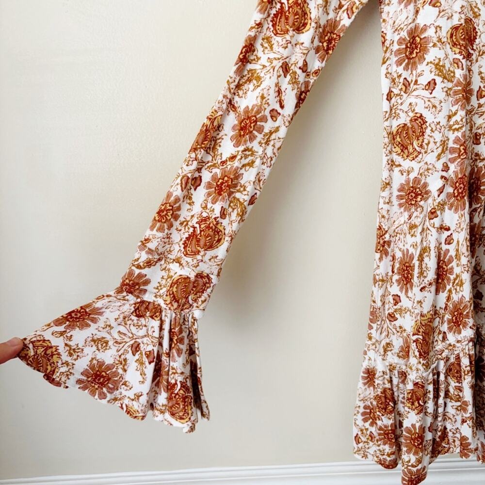 Free People | Olivia Long Sleeve Tunic Top Floral Print Boho Cottagecore Small - Picture 6 of 9